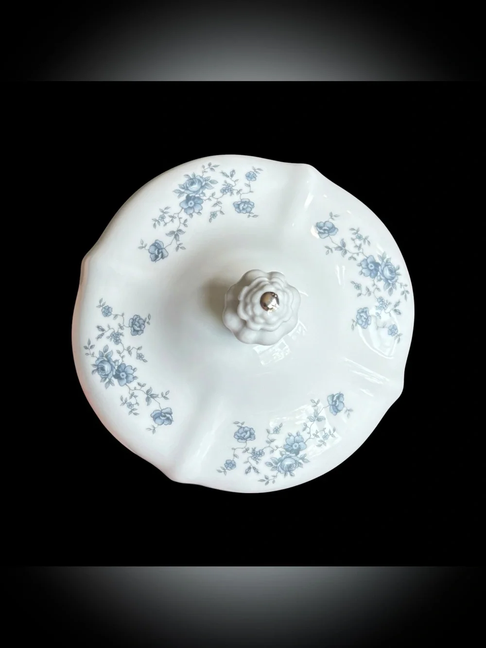 Johann Haviland Bavaria Blue Garland Covered Vegetable Soup Bowl Platinum Trim